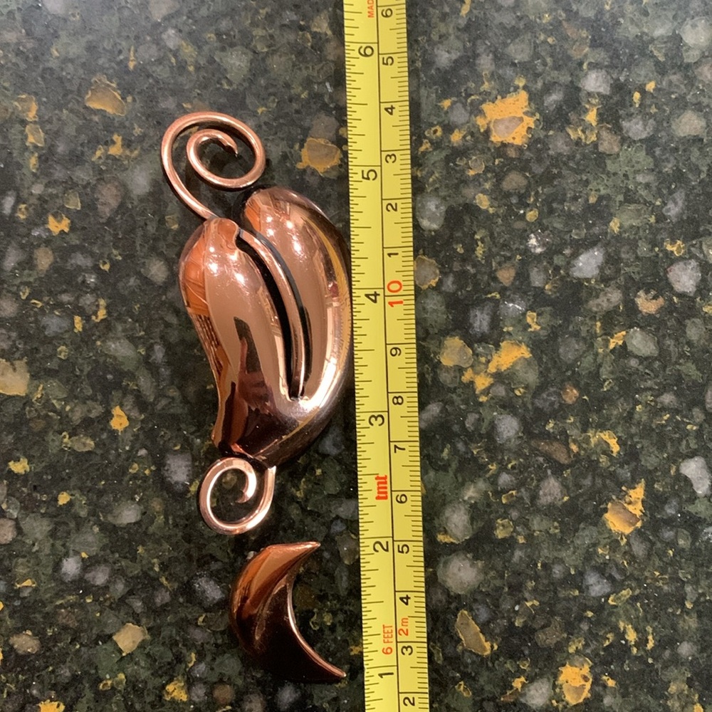 Signed Renoir Copper earring and Rame Copper Pendant set - Picture 11 of 12